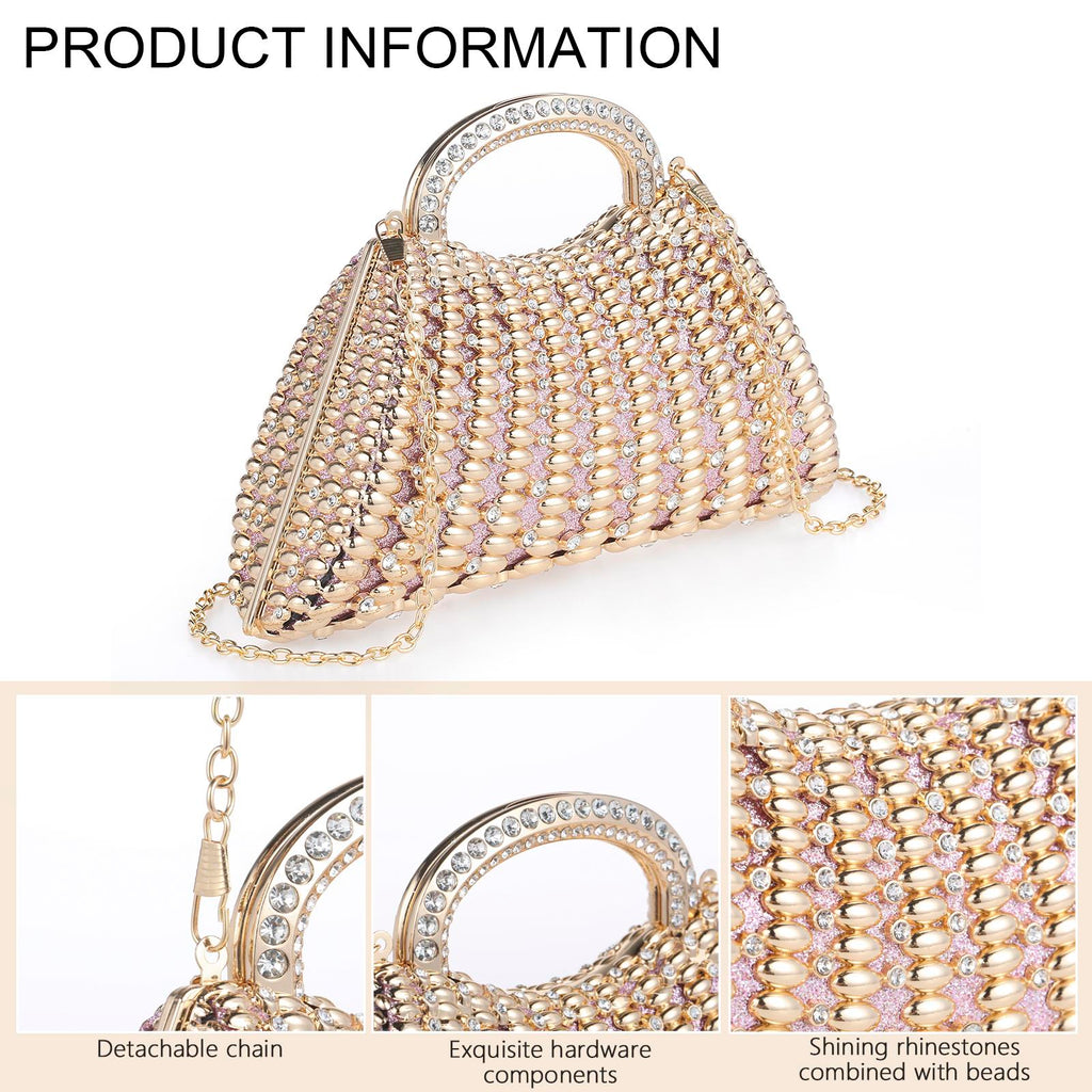 Luxury Rhinestone Handbag – Sparkly Beaded Top-Handle Clutch for Weddings & Galas