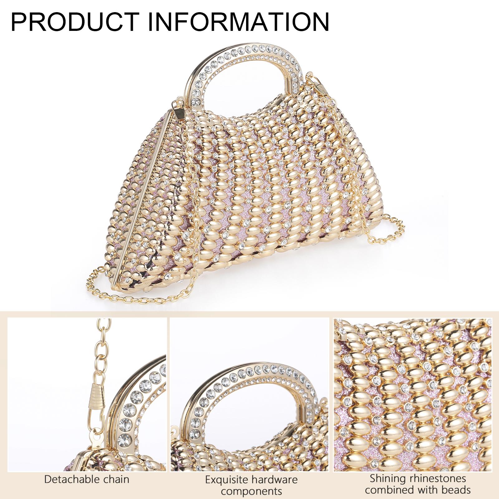 Luxury Rhinestone Handbag – Sparkly Beaded Top-Handle Clutch for Weddings & Galas