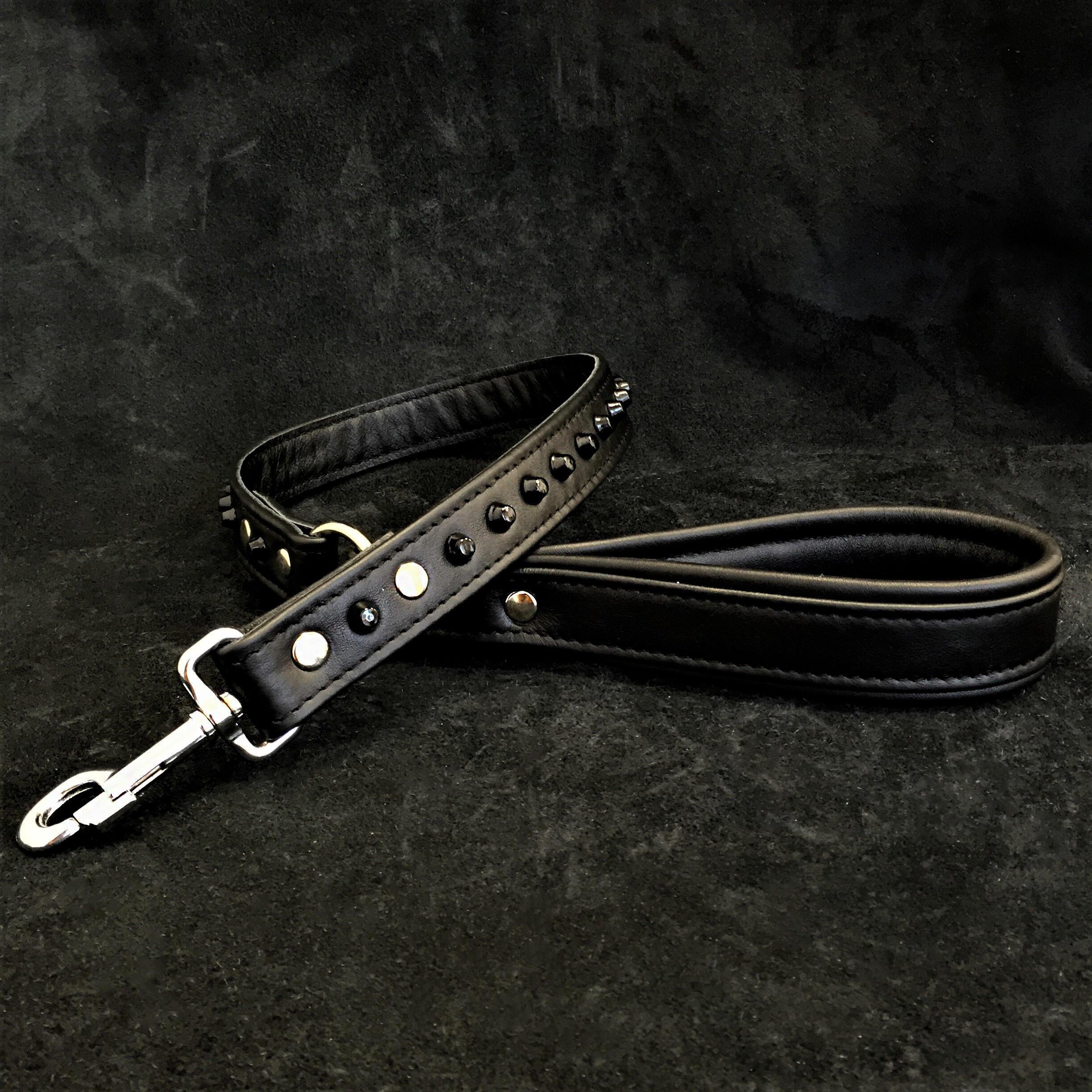 Bestia Studded Leather Dog Leash – Black
