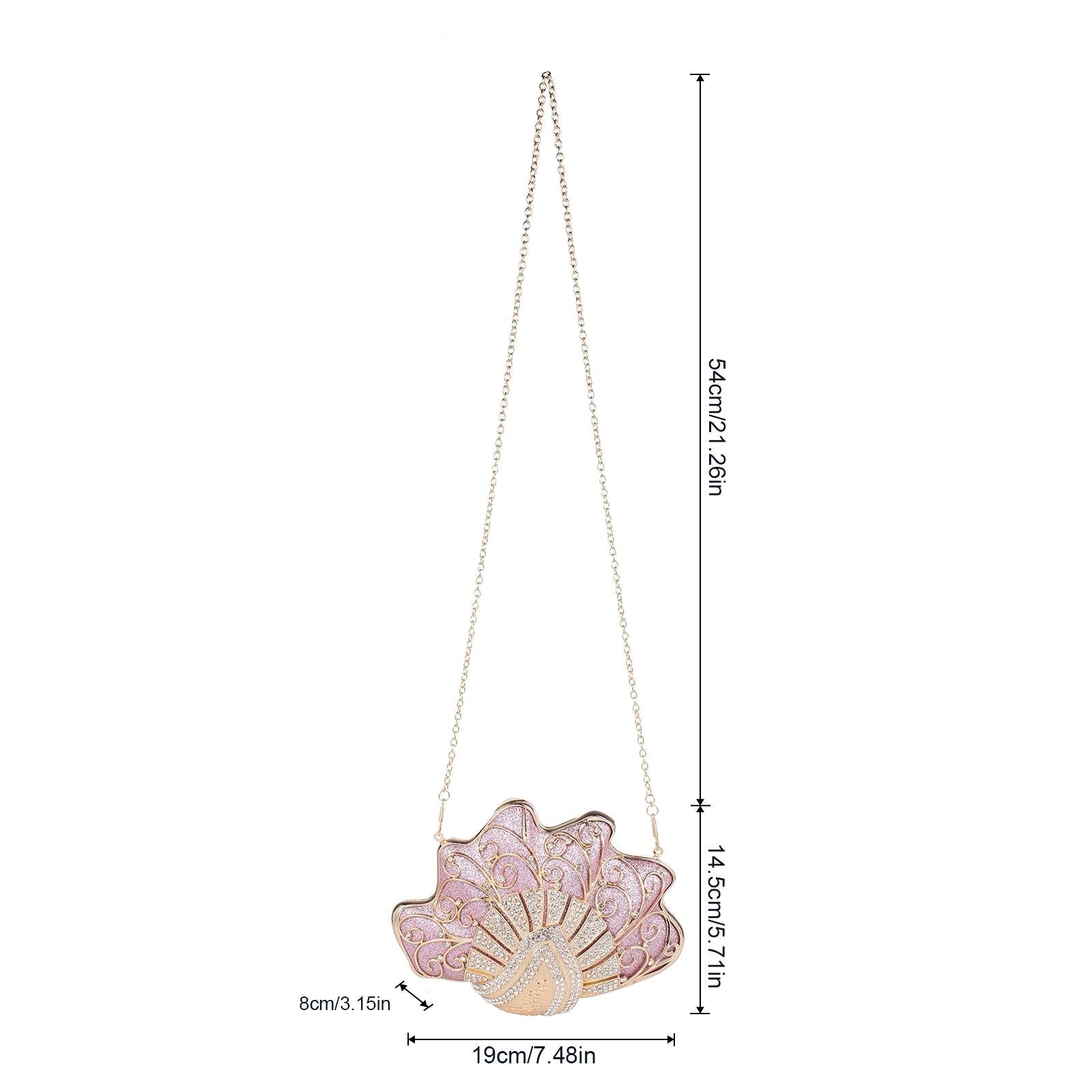 Shell-Shaped Rhinestone Evening Clutch – Luxury Hard-Shell Handbag for Weddings & Galas
