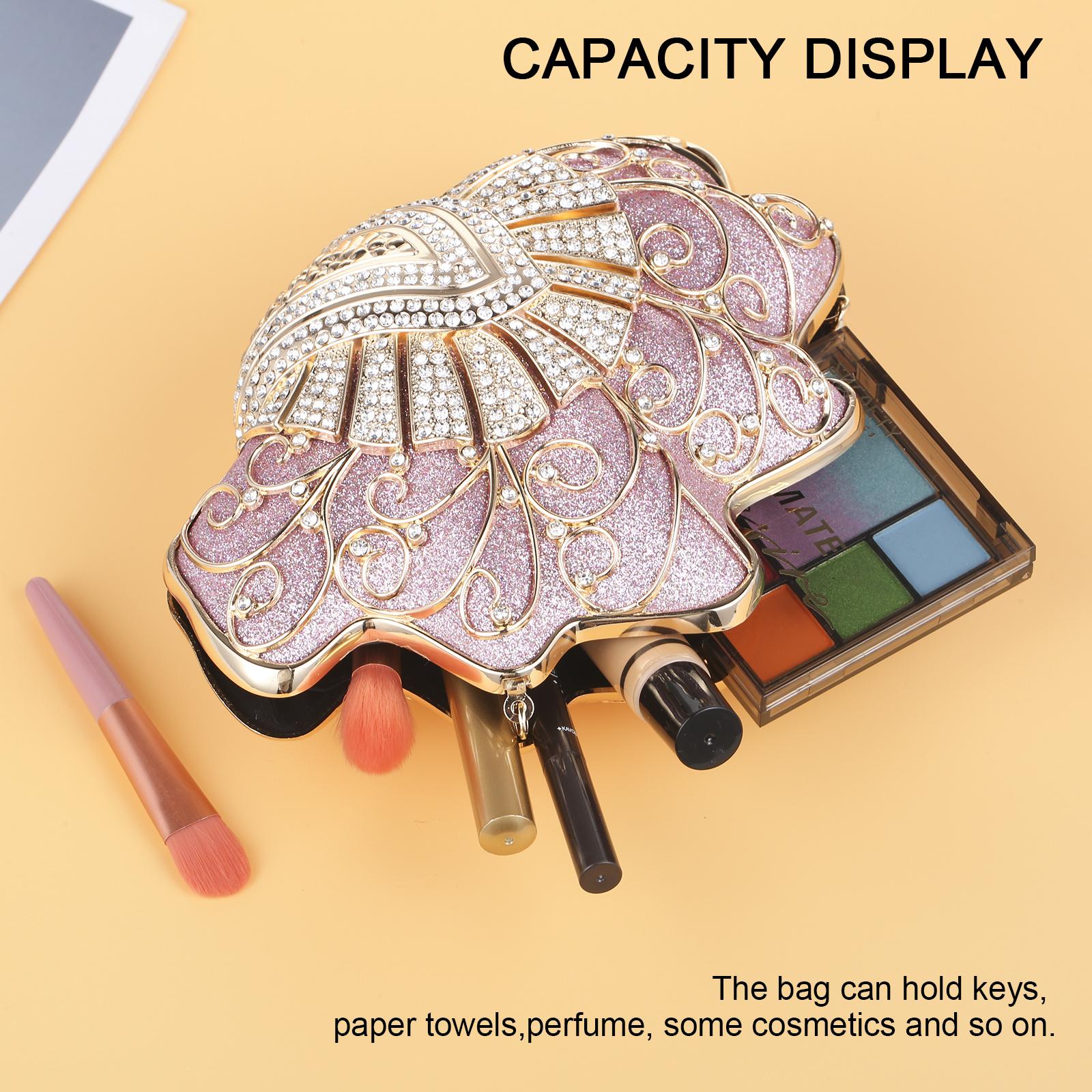 Shell-Shaped Rhinestone Evening Clutch – Luxury Hard-Shell Handbag for Weddings & Galas