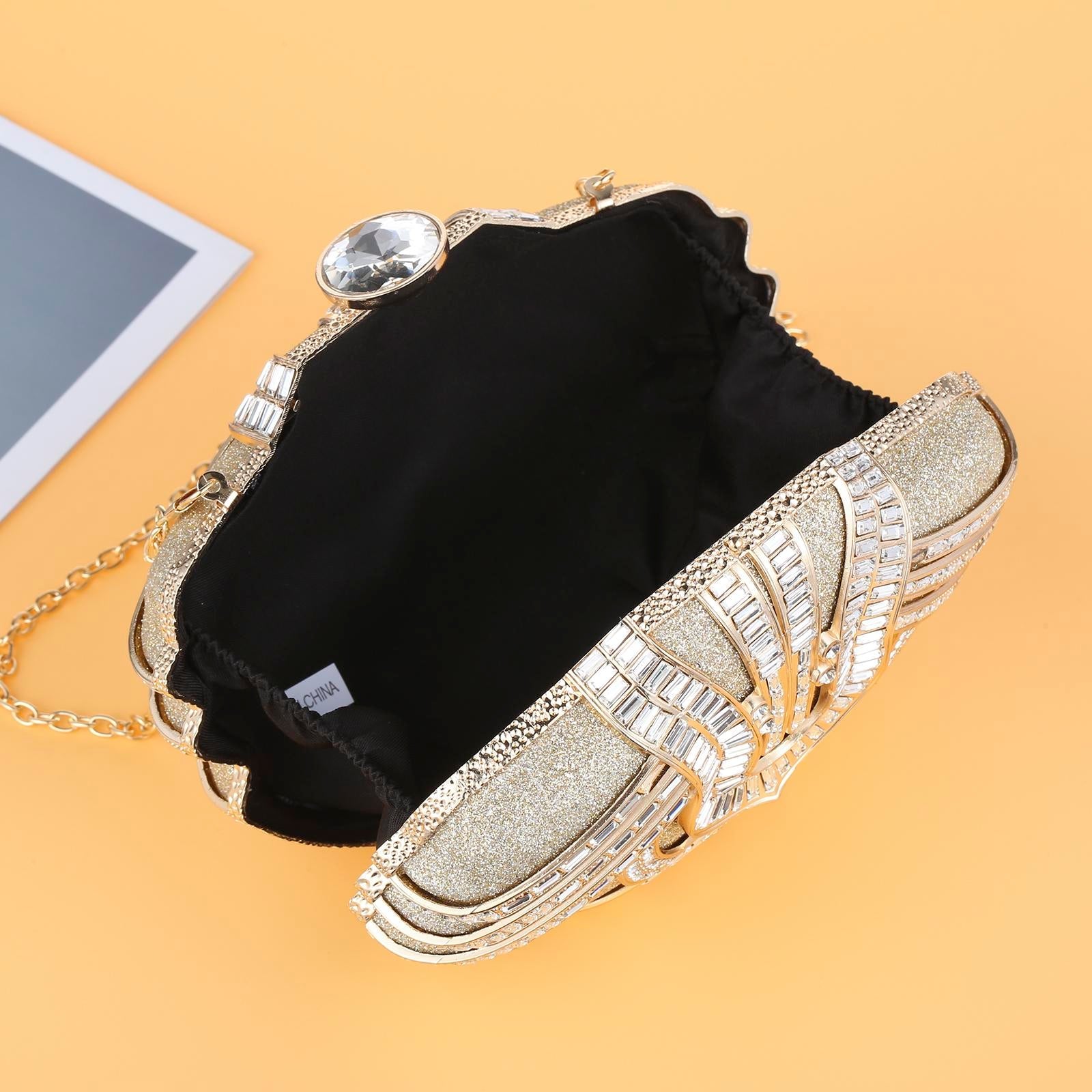 Luxurious Rhinestone Evening Handbag – Elegant Top-Handle Clutch for Galas & Weddings