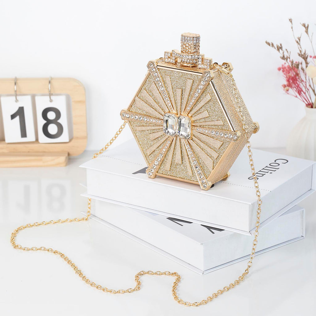 Luxury Rhinestone Perfume Bottle Handbag – Sparkly Evening Clutch & Shoulder Bag