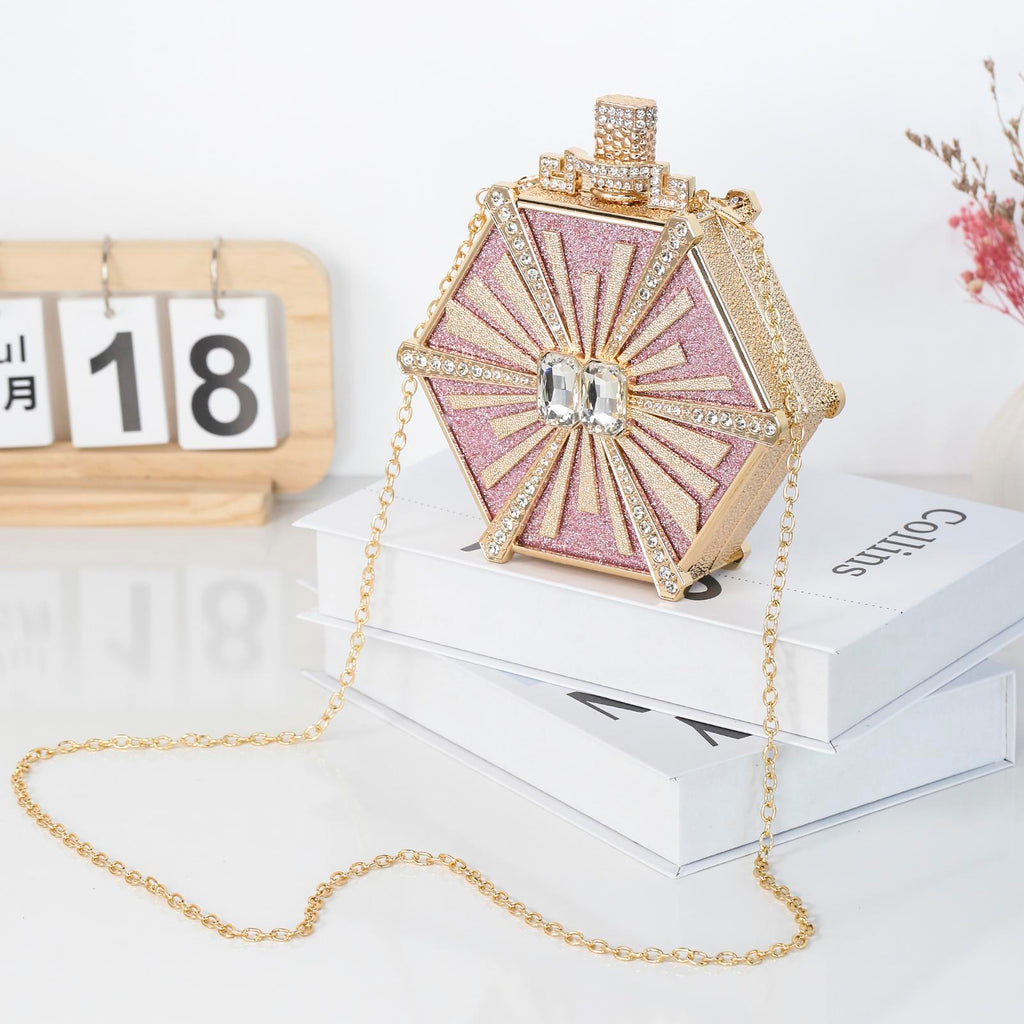 Luxury Rhinestone Perfume Bottle Handbag – Sparkly Evening Clutch & Shoulder Bag