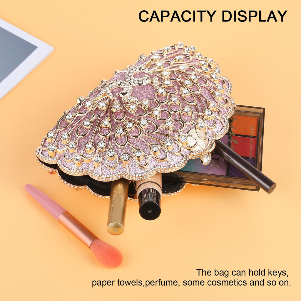 Exotic Peacock Rhinestone Clutch – Luxury Hard-Shell Evening Bag for Galas & Weddings