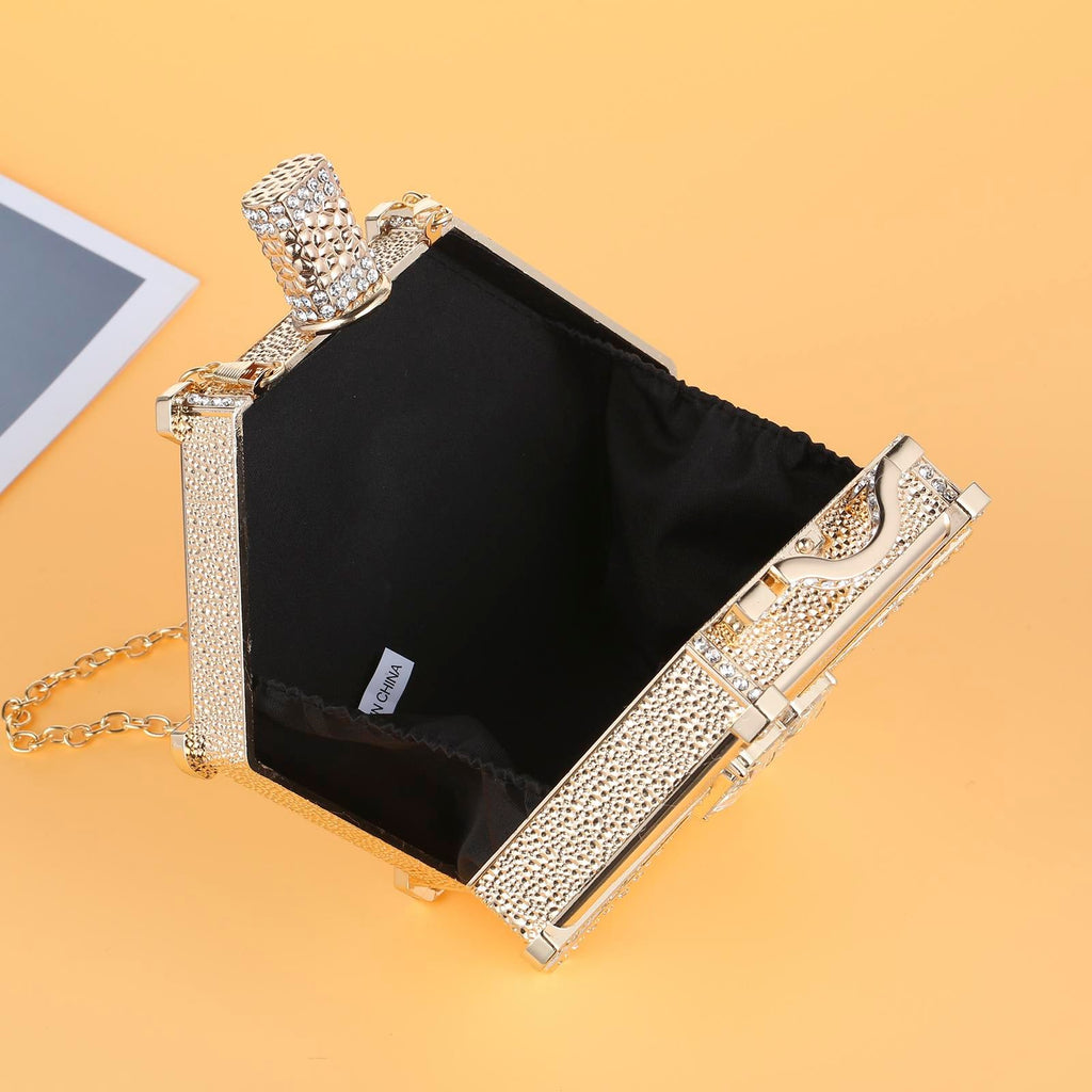 Luxury Rhinestone Perfume Bottle Handbag – Sparkly Evening Clutch & Shoulder Bag