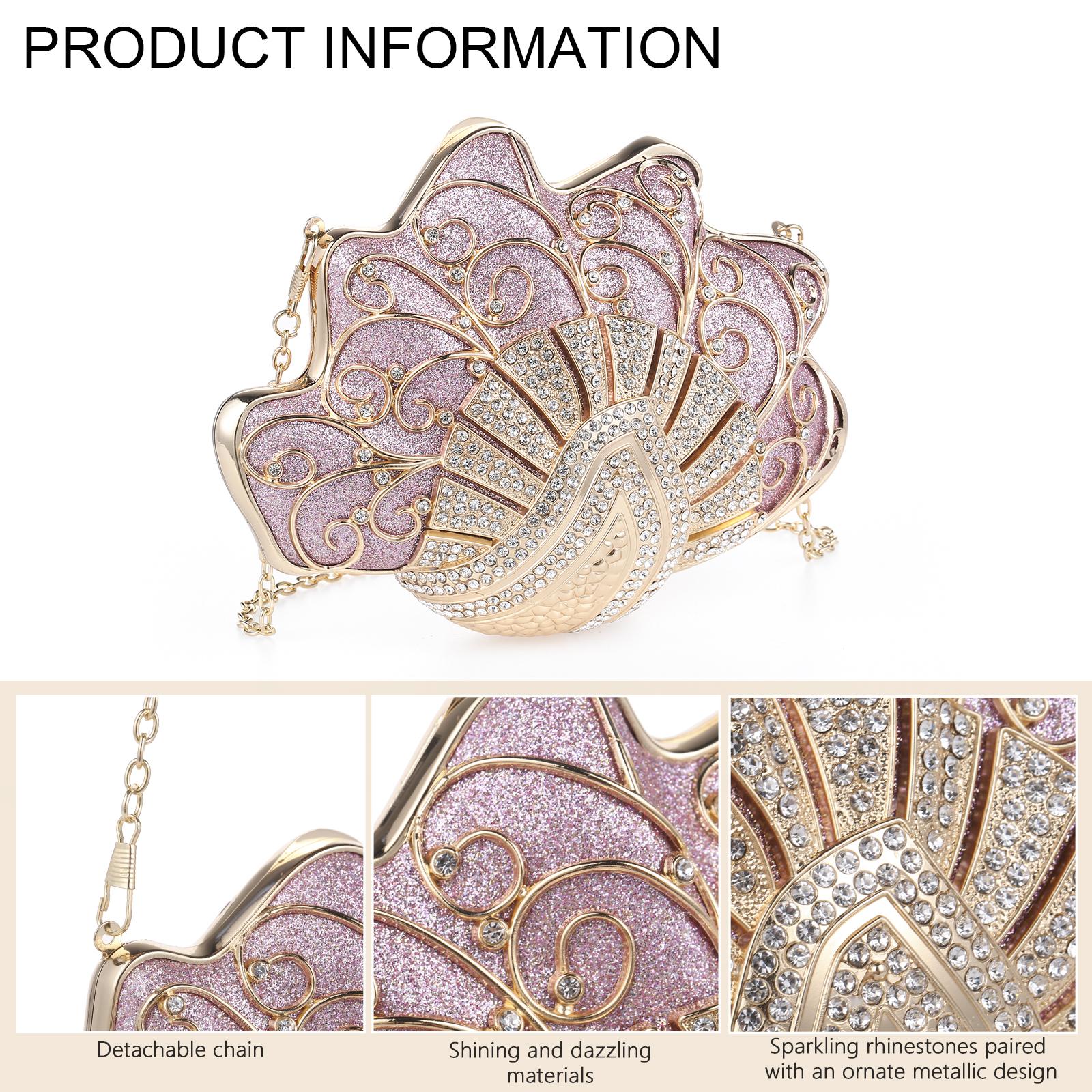 Shell-Shaped Rhinestone Evening Clutch – Luxury Hard-Shell Handbag for Weddings & Galas