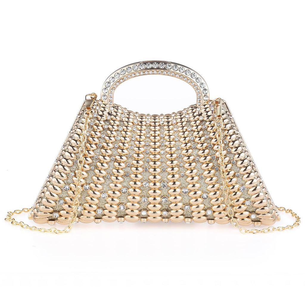 Luxury Rhinestone Handbag – Sparkly Beaded Top-Handle Clutch for Weddings & Galas