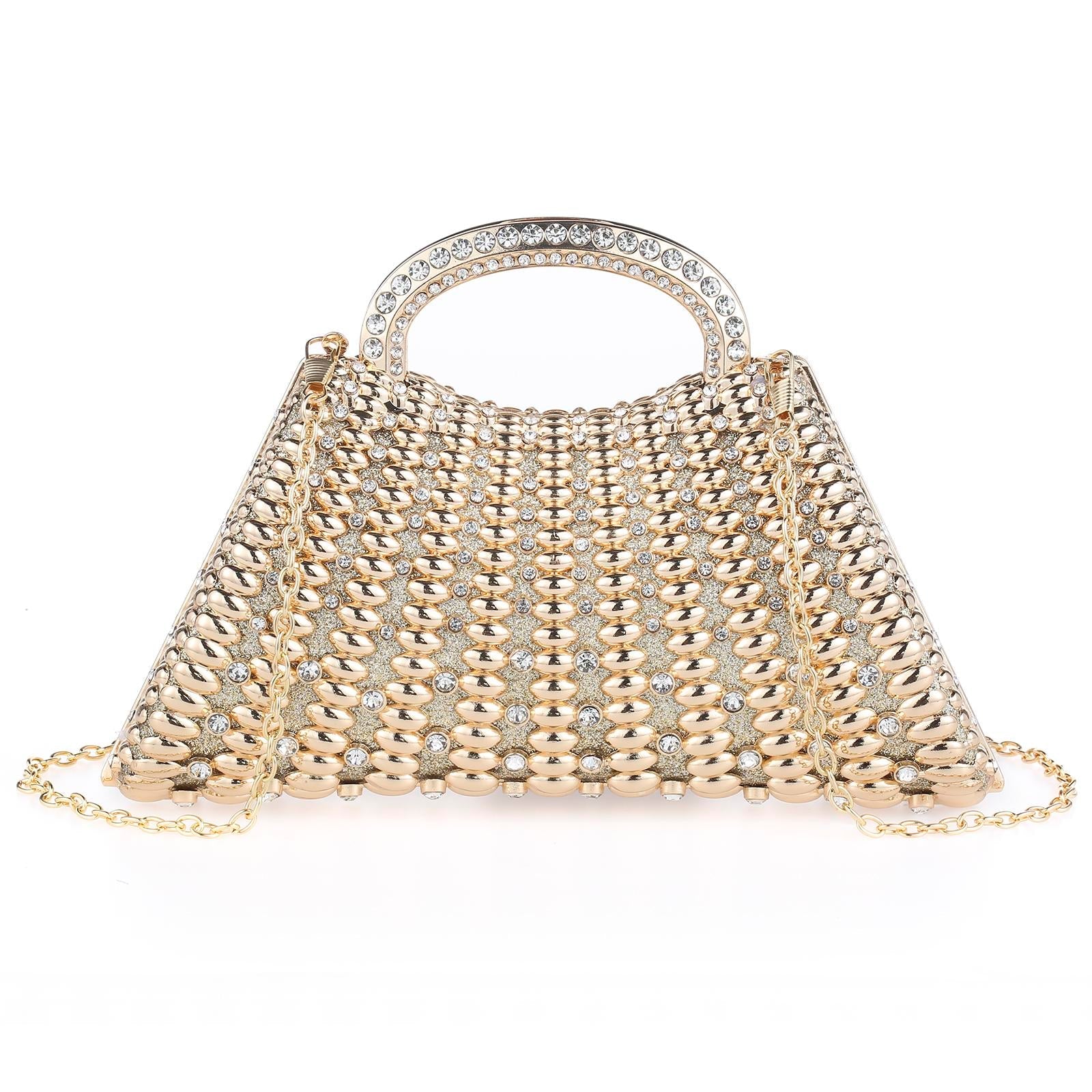 Luxury Rhinestone Handbag – Sparkly Beaded Top-Handle Clutch for Weddings & Galas