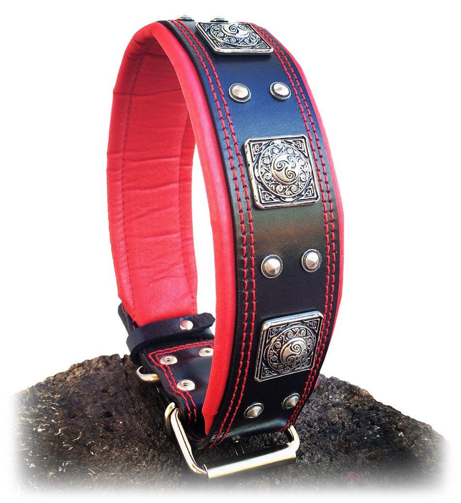 Bestia Eros Wide Leather Dog Collar – Black & Red, 2.5 in – alternate view 10