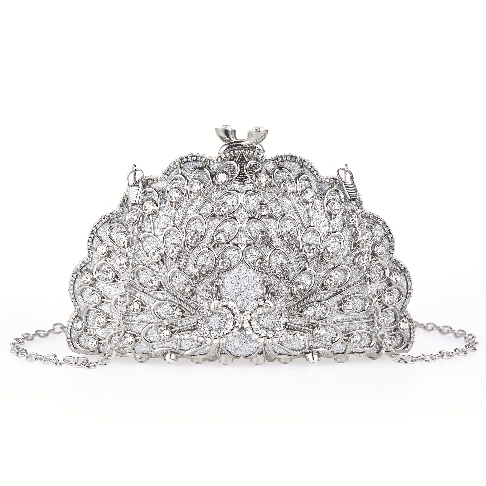 Exotic Peacock Rhinestone Clutch – Luxury Hard-Shell Evening Bag for Galas & Weddings