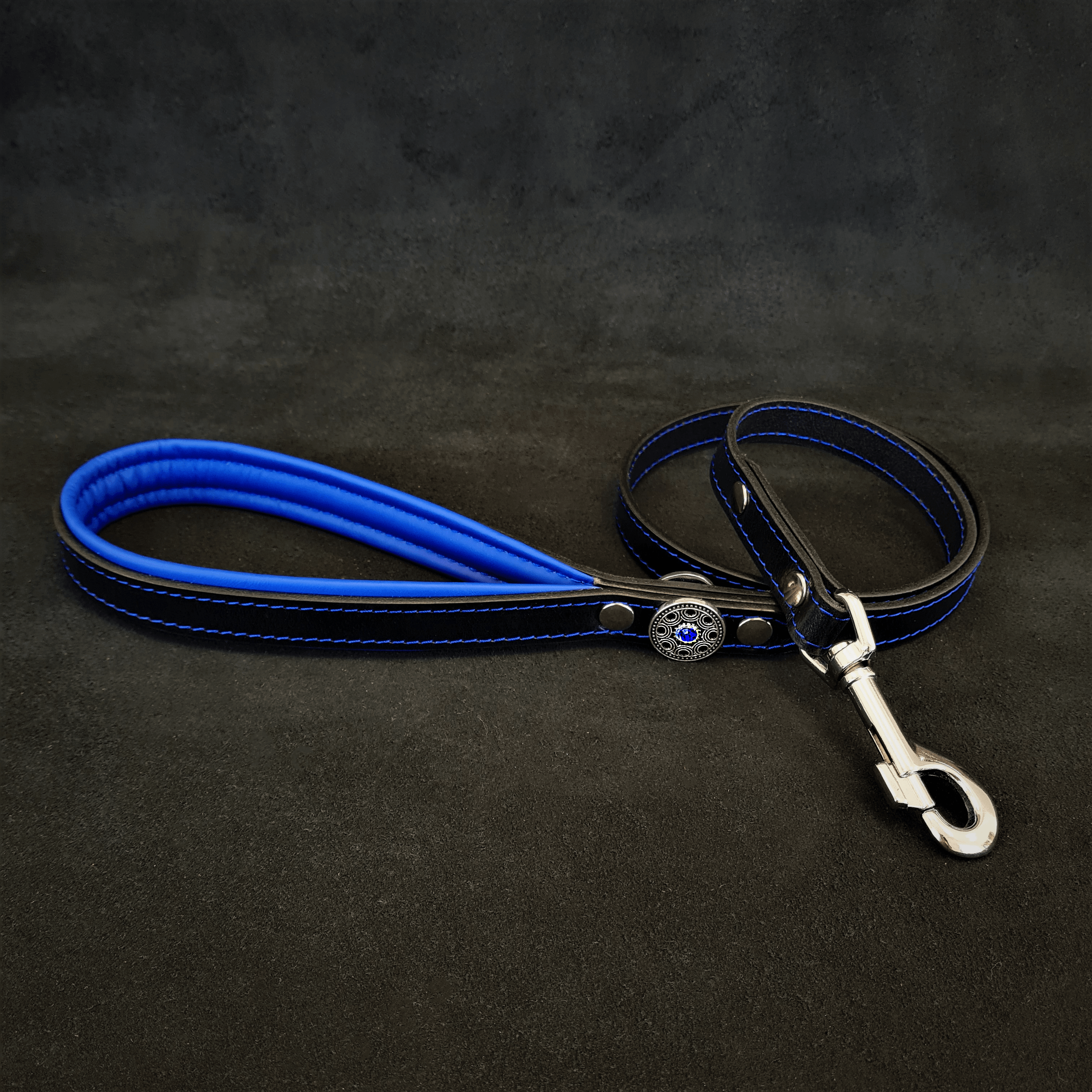 Bestia Bijou Leather Dog Leash – Blue